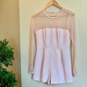 Blush pink long sleeve lace romper